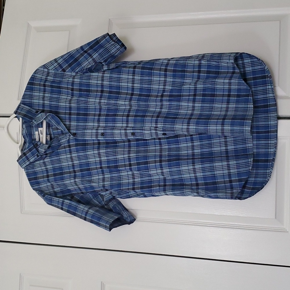 Men's Old Navy Blue Plaid Button-Down Shirt, Size Large Tall